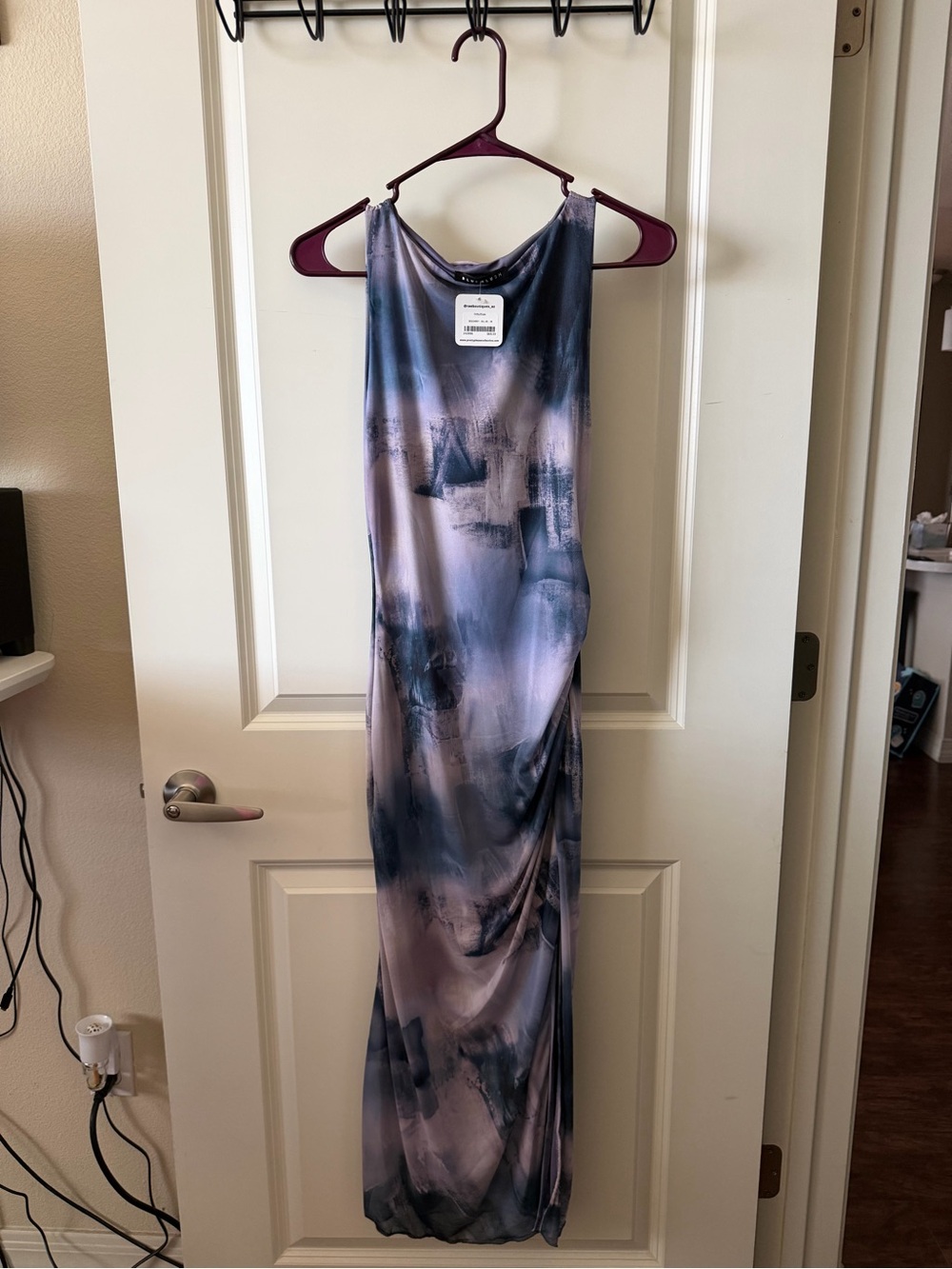 Sleeveless Tie-Dye Maxi Dress in Blue and Pink NWT